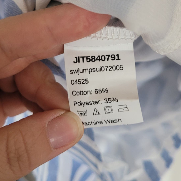 Shein Blue and White Stripped Shorts Romper Jumpsuit 1XL - Picture 4 of 4